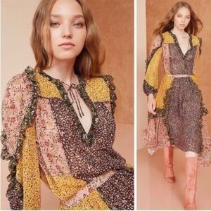 EUC Ulla Johnson multi print silk blend blouse